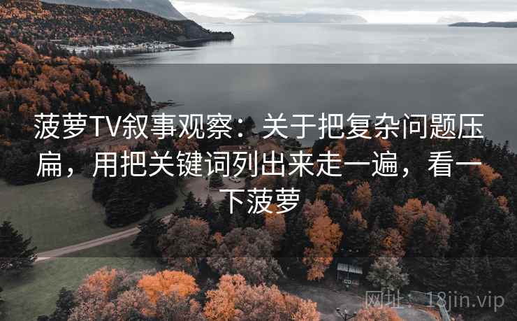 菠萝TV叙事观察：关于把复杂问题压扁，用把关键词列出来走一遍，看一下菠萝